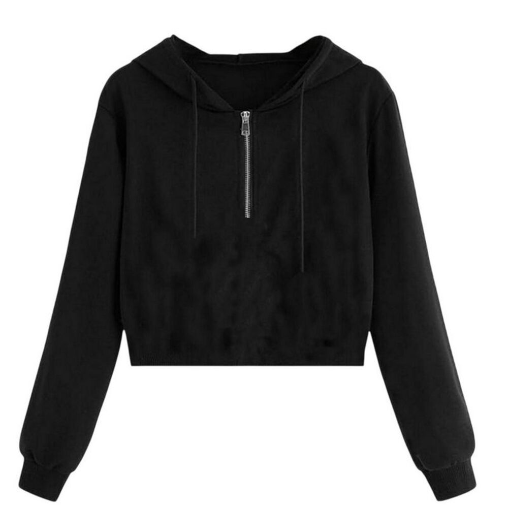 Miso Womens/Ladies Crop Hoodie / Black